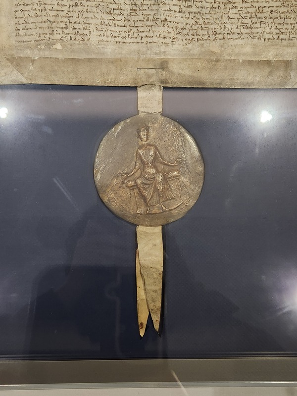 Official seal of King John certifying "The Articles of the Barons," the settlement that eventually became the Magna Carta.