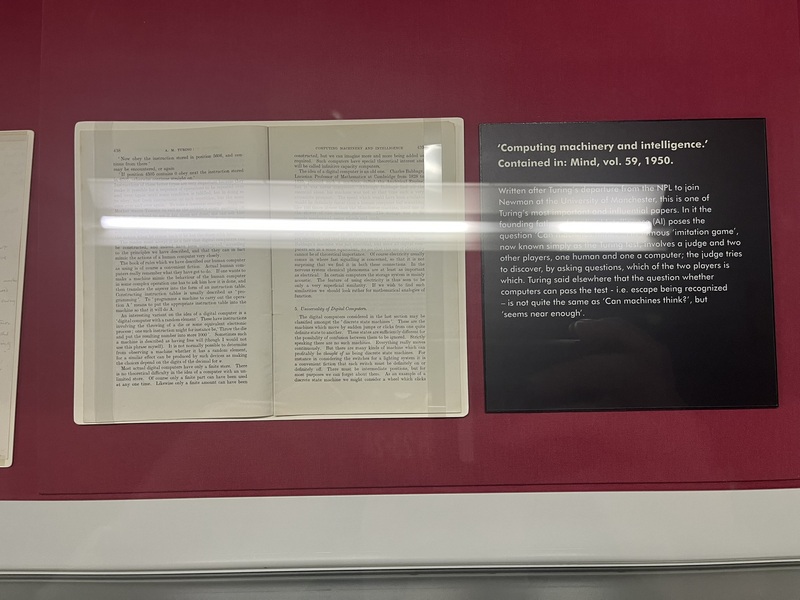 The text of "Computing machinery and intelligence" by Alan Turing, held at Bletchley Park.