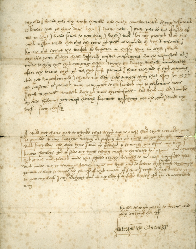 Letter from Katherine Parr to Thomas Seymour. Believed to have been sent in February 1547, Katherine explains to Thomas that had it not been for Henry VIII and the will of God, she would have married him after the death of her second husband: "For as truly as God is God, my mind was fully bent the other time I was at liberty to marry you before any man I knew. Howbeit, God withstood my will therein most vehemently for a time and, through His grace and goodness, made that possible which seemeth to me most unpossible&ndash;that was, made me to renounce utterly mine own will, and to follow His will most willingly...If I live, I shall declare it to you myself. I can say nothing but, as my Lady of Suffolk saith, 'God is a marvelous man.'"
