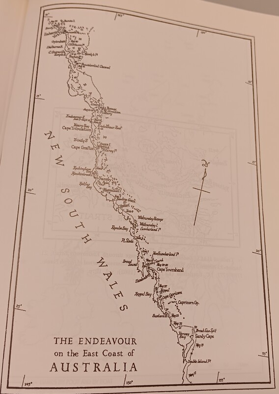 "Track of H.M.S. Endeavour exploring part of the coast of New South Wales, 17 May&ndash;25 August 1770. Reproduced from "The Endeavour Journal of Sir Joseph Banks, 1768&ndash;1771'."