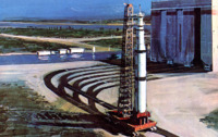 Artist's Conception of Saturn V/Apollo Being Transported on Crawler