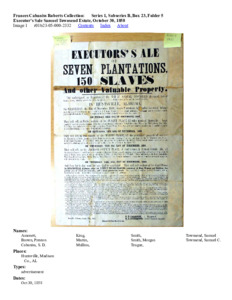 Executor's Sale Samuel Townsend Estate, October 30, 1858