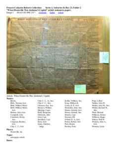 When Huntsville Was Alabama's Capital article (unknown paper)