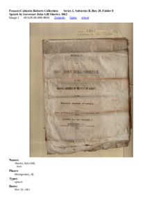 Speech by Governor John Gill Shorter, 1862