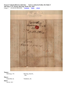 McClung, J. W. (From); McClung, Sarah (To), 1833