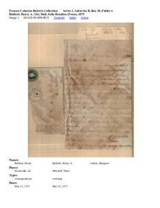 Binford, Henry A. (To);  Hall, Julia Brandon (From), 1875