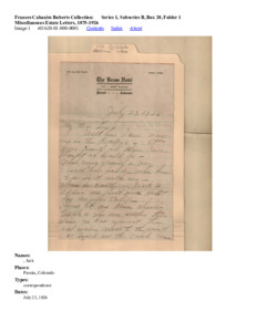 Miscellaneous Estate Letters, 1875-1926
