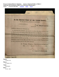 Legal and court documents, 1868 (1 of 4) (Nick Davis Bankruptcy)