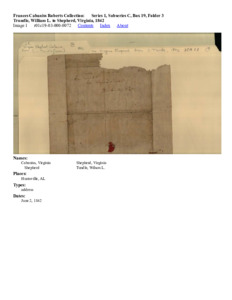 Trundle, William L. to Shepherd, Virginia, 1842