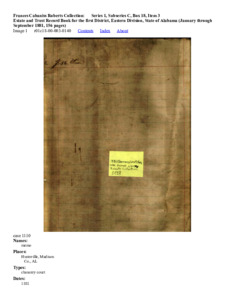 Estate and Trust Record Book for the first District, Eastern Division, State of Alabama (January through September 1881, 156 pages)