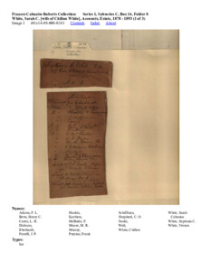 White, Sarah C. [wife of Chilion White], Accounts, Estate, 1878 - 1893 (1 of 3)