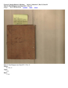 Mary E. Hunt Religious tract Item 10 N. T. No. 15