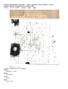 Shepherd, John W. to Shepherd, Mrs. Catharine, 1843