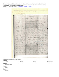 Woody, R.B. to Ebersole, Catharine, 1823