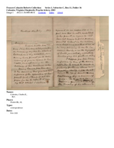 Cabaniss, Virginia (Shepherd), Practice letters, 1883