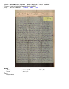 Cabaniss, Fannie to Cabaniss, Virginia (Shepherd), 1883