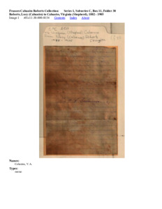 Roberts, Lucy (Cabaniss) to Cabaniss, Virginia (Shepherd), 1882 - 1905