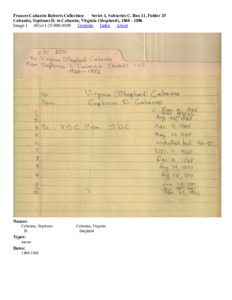 Cabaniss, Septimus D. to Cabaniss, Virginia (Shepherd), 1860 - 1886