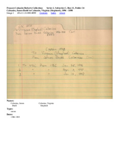 Cabaniss, James Budd to Cabaniss, Virginia (Shepherd), 1896 - 1898