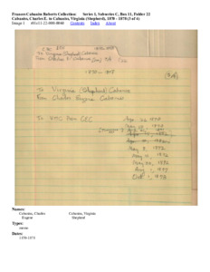 Cabaniss, Charles E. to Cabaniss, Virginia (Shepherd), 1870 - 1878 (3 of 4)