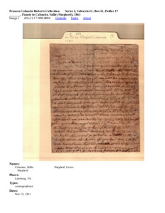 _______, Fannie to Cabaniss, Sallie (Shepherd), 1861