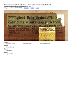 Shepherd, Charles Death Announcement, 1923