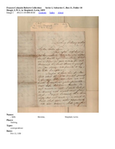 Hough, L.W.S., to  Shepherd, Levin, 1859