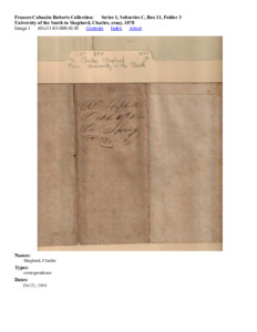 University of the South to Shepherd, Charles, essay, 1878