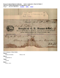 Morris &amp; Cabaniss Booksellers Correspondence, 1874