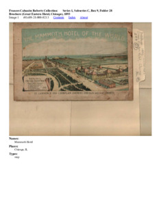 Brochure (Great Eastern Hotel, Chicago), 1893 