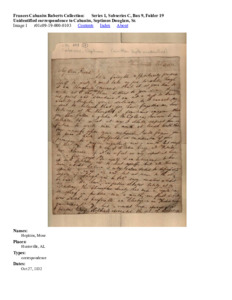 Unidentified correspondence to Cabaniss, Septimus Douglass, Sr.