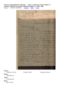 Cabaniss, Alfred B. to Cabaniss, Septimus Douglass, Sr., 1858 - 1866