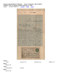 Wellborn, W. B. to Cabaniss, Septimus Douglass, Sr., 1882