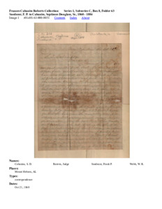 Snedecor, F. P. to Cabaniss, Septimus Douglass, Sr., 1860 - 1884