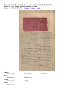 Smartt, H. F. to Cabaniss, Septimus Douglass, Sr., 1885