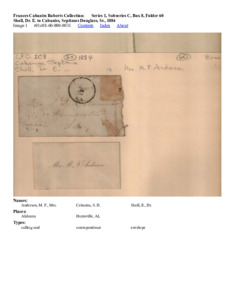 Sholl, Dr. E. to Cabaniss, Septimus Douglass, Sr., 1884