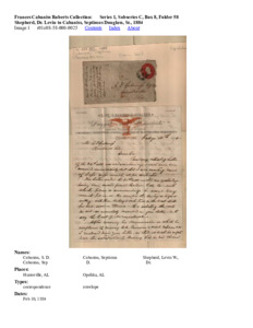 Shepherd, Dr. Levin to Cabaniss, Septimus Douglass, Sr., 1884