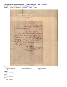 Ross, Rev. Fred to Cabaniss, Septimus Douglass, Sr., 1860