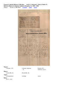 Roberts, Baker to Cabaniss, Septimus Douglass, Sr., 1883 - 1884