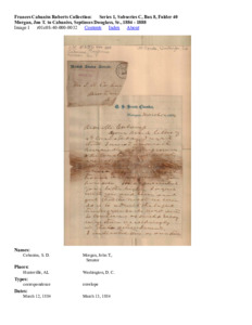 Morgan, Jno T. to Cabaniss, Septimus Douglass, Sr., 1884 - 1888