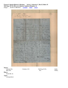 McClung, M. M. (Mrs.) to Cabaniss, Septimus Douglass, Sr.