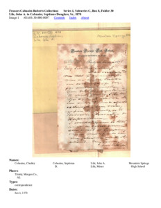 Lile, John A. to Cabaniss, Septimus Douglass, Sr., 1878