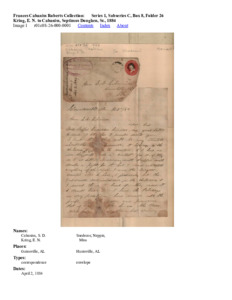 Kring, E. N. to Cabaniss, Septimus Douglass, Sr., 1884