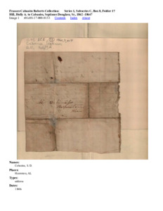 Hill, Holly A. to Cabaniss, Septimus Douglass, Sr., 1862 -1864?
