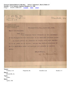 Hamill, C. F. to Cabaniss, Septimus Douglass, Sr., 1886
