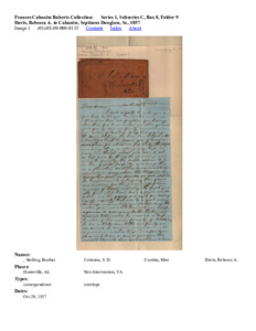 Davis, Rebecca A. to Cabaniss, Septimus Douglass, Sr., 1857