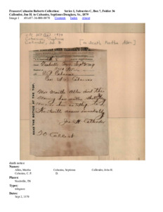 Callender, Jno H. to Cabaniss, Septimus Douglass, Sr., 1879