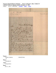 Caldwell, Nettie to Cabaniss, Septimus Douglass, Sr., 1886