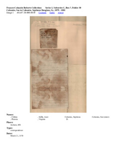 Cabaniss, Sue to Cabaniss, Septimus Douglass, Sr., 1879 - 1881