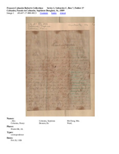 Cabaniss, Fannie to Cabaniss, Septimus Douglass, Sr., 1889
